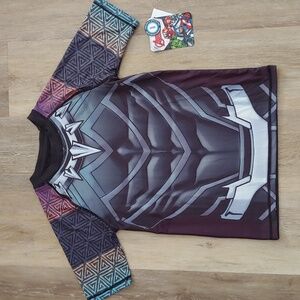 NWT Marvel Avengers Youth Boys UV50 Graphic Swim Rash Guard Size M